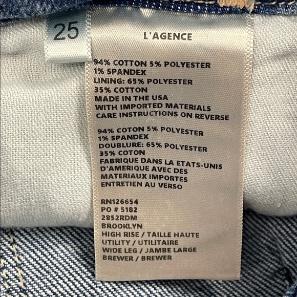 New L’Agence Brooklyn High Rise Utility Wide Leg Jeans Brewer Blue Sz 25 - Picture 7 of 14